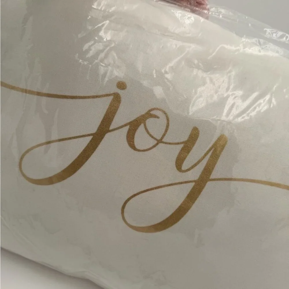 'NOEL'  & ‘Joy’ Gold And White Holiday Pillows
